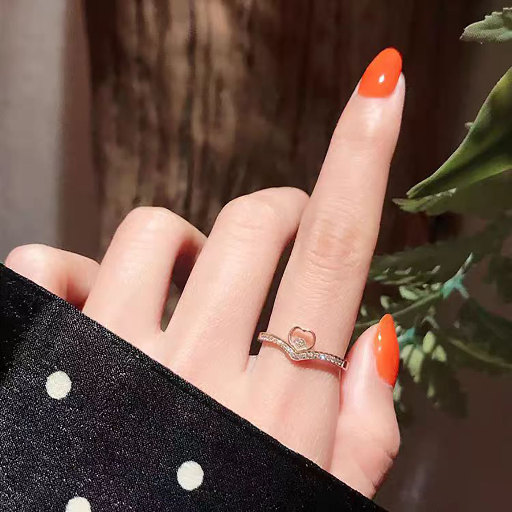 在逃公主超闪爱心锆石戒指少女梦幻钛钢指环好保色新年礼物批发