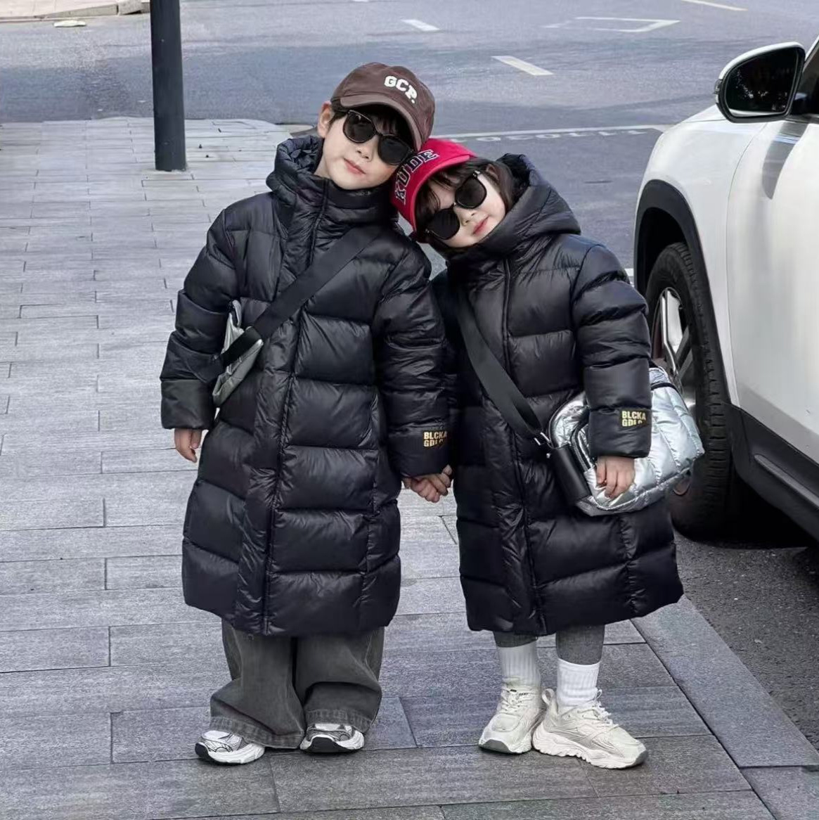 【厂家套现】黑金自发热绒丝服保暖亲子外套过膝加长加长加厚修身
