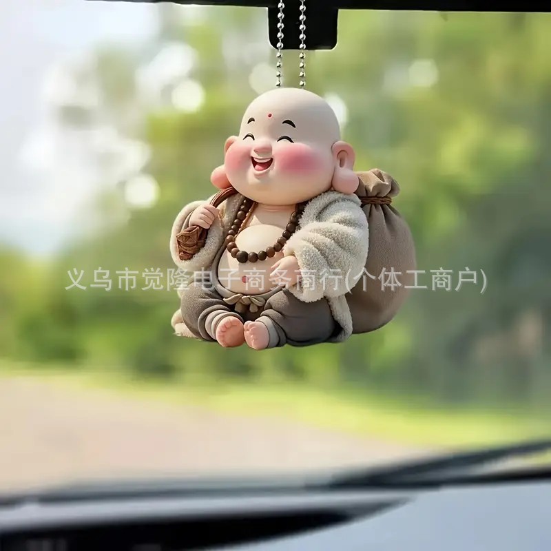 2D creativo nuevo estilo de decoración de vacaciones de Buda gordo pequeño colgante de automóvil transfronterizo colgante de espejo retrovisor colgante de llaver colgante