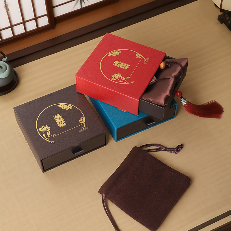 Caja de embalaje de pulseras de cinta Liu Wen Jade jade antiguo método de embalaje de pulseras de mano caja de joyas de herencia tipo cajón