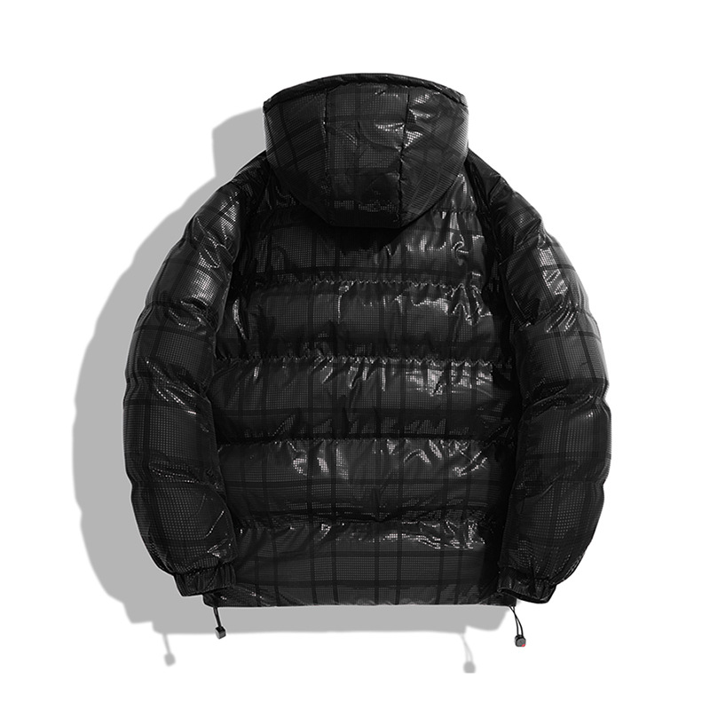 Chaqueta de algodón de invierno a cuadros para hombres encapuchados pareja de algodón estilo de puerto abrigo cálido chaqueta de hombre algodón casual suelto