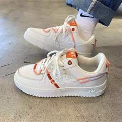 新款百搭小白鞋chic白藍橙小怪獸空軍一號板鞋男女學生小眾運動鞋