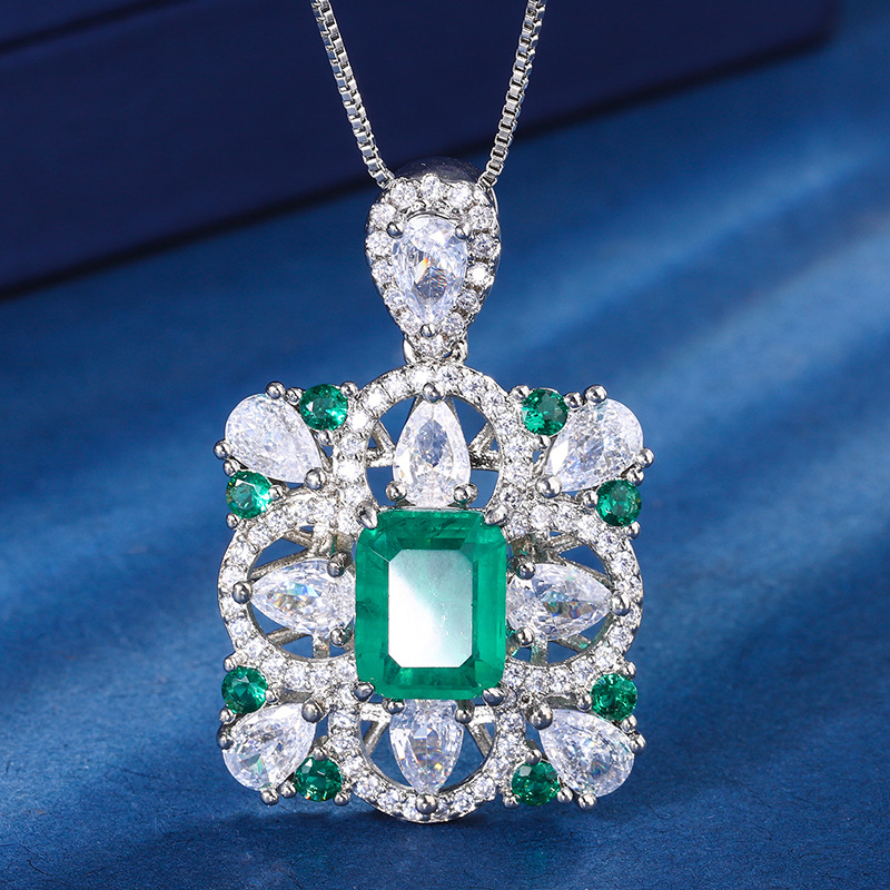 Zhuang Sheng joyas de cobre inferior chapado en oro de la joyería traje de simulación tesoro de color rectangular traje de diamante de color hembra piedra principal 8*10