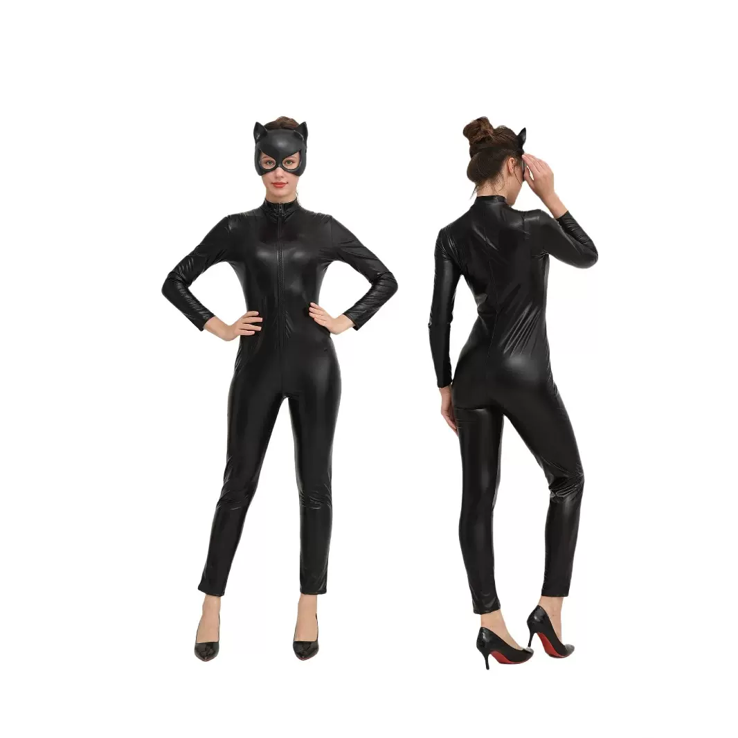 2024万圣节漆皮派对猫女郎cosplay舞台角色表演服装欧美奇幻风