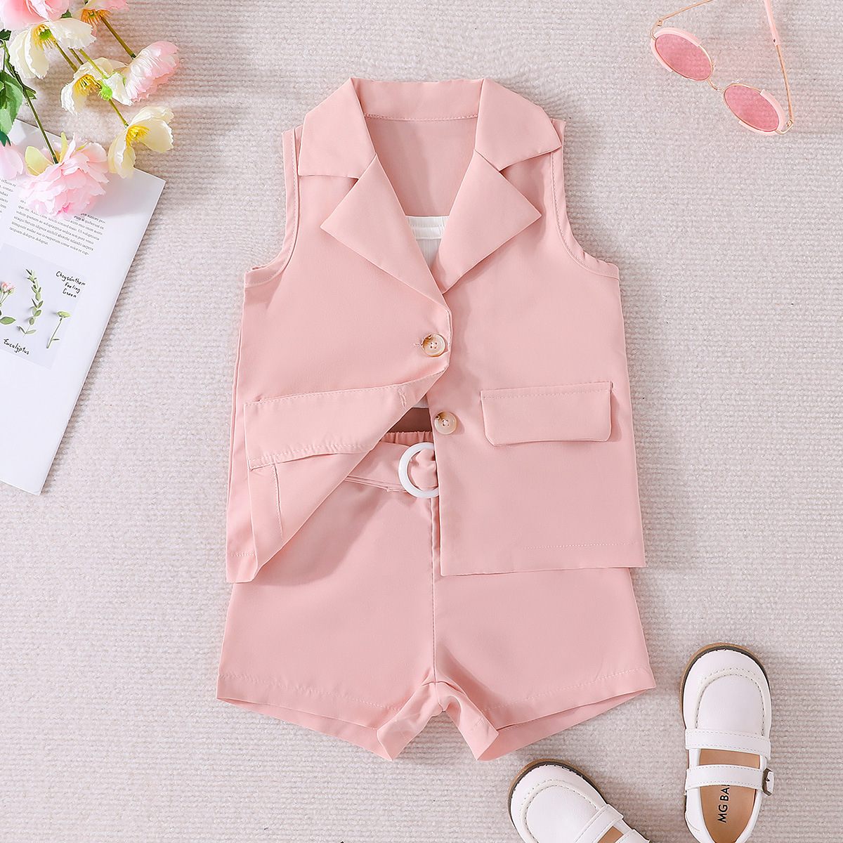 Casual Simple Style Solid Color Polyester Girls Clothing Sets display picture 2