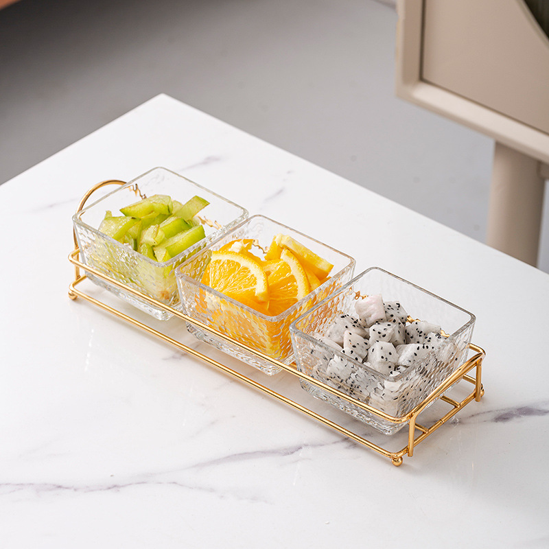 Vidrio separado fruta plato comercial merienda plato bar pie baño Club KTV rejilla plato con tapa