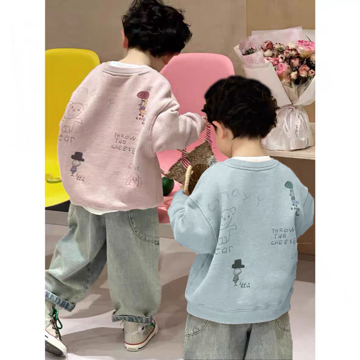 儿童卫衣秋季新款男童女童同款中大童宽松潮流韩版套头衫长袖上衣