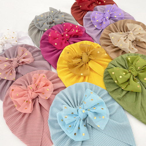 baby hat European and American summer children's cute bow hat infant boneless fetal hat baby thin hat