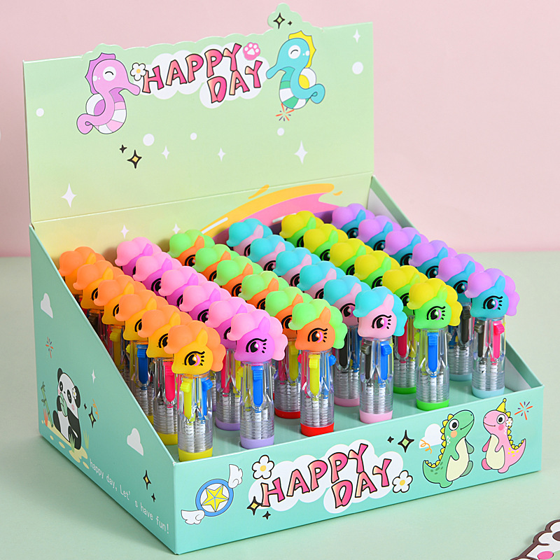Bonito pony de dibujos animados mini bolígrafo multicolor bolígrafo multicolor estudiantes premios papelería al por mayor