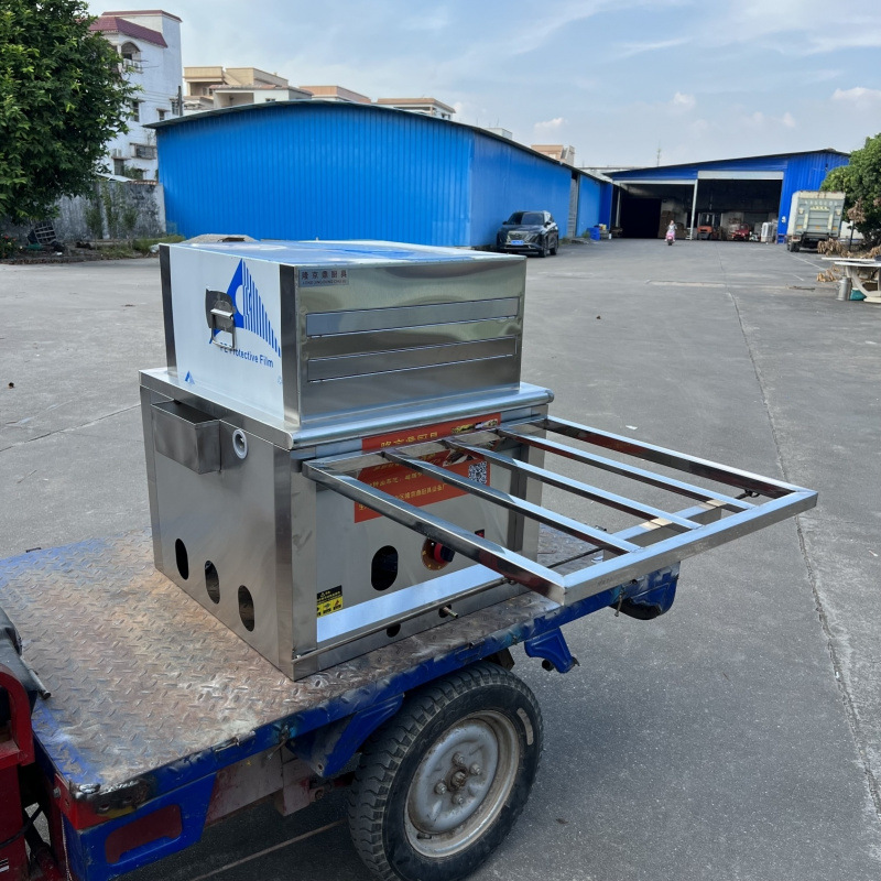 Longjingding modelo de coche de tres ruedas máquina de salchichas de gas vapor comercial multifuncional horno de salchichas de vapor de desayuno cabina completa