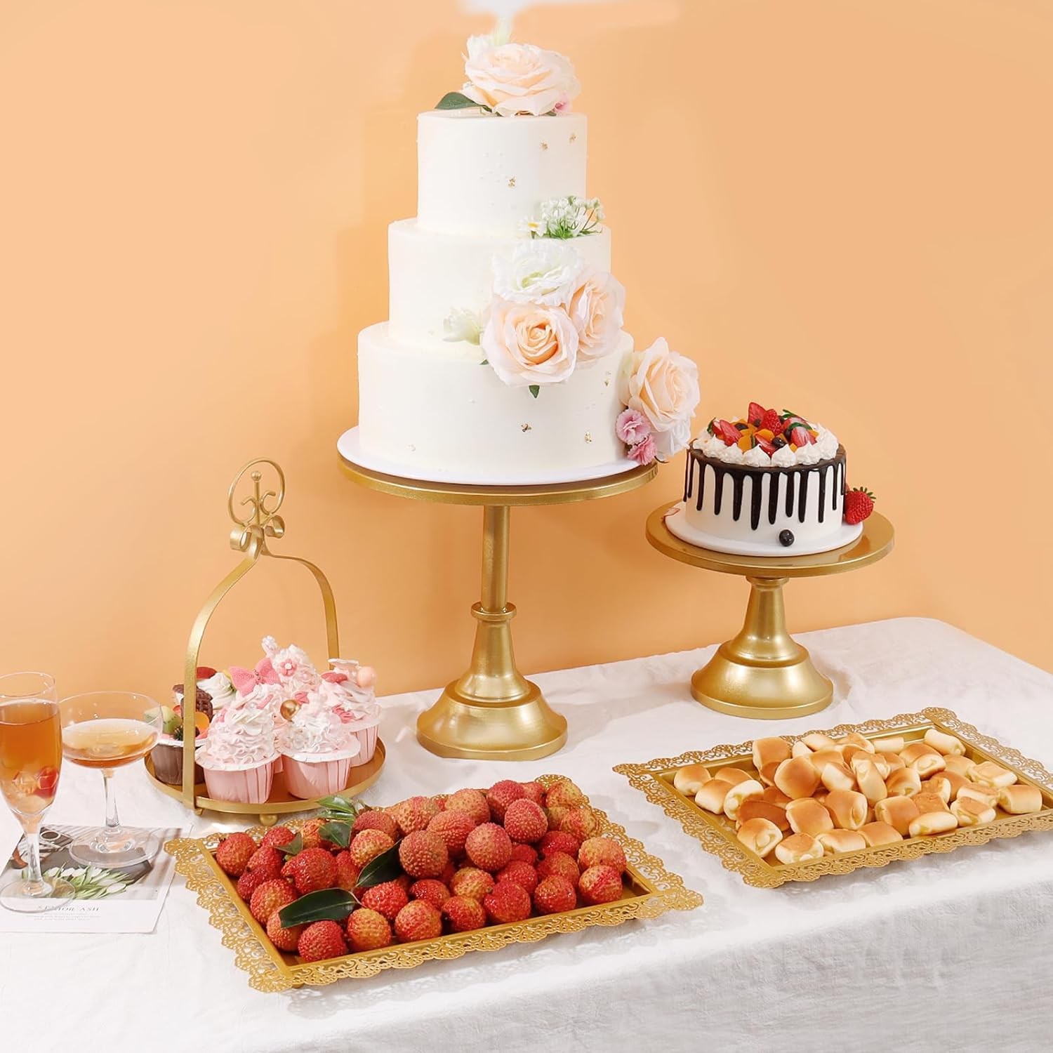 Creativo estilo europeo oro hueco estante de pastel de boda props mesa de postres decoración de postres tienda de postres refrigerio combinación de estante de pastel