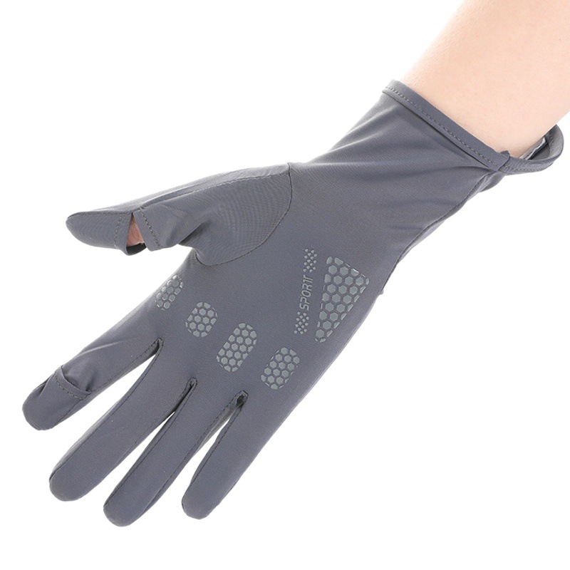 Guantes de protección solar, protección UV, estilo fino, verano, antideslizante, transpirable, protección solar, conducción y conducción, guantes de seda de hielo con pantalla táctil para hombres y mujeres
