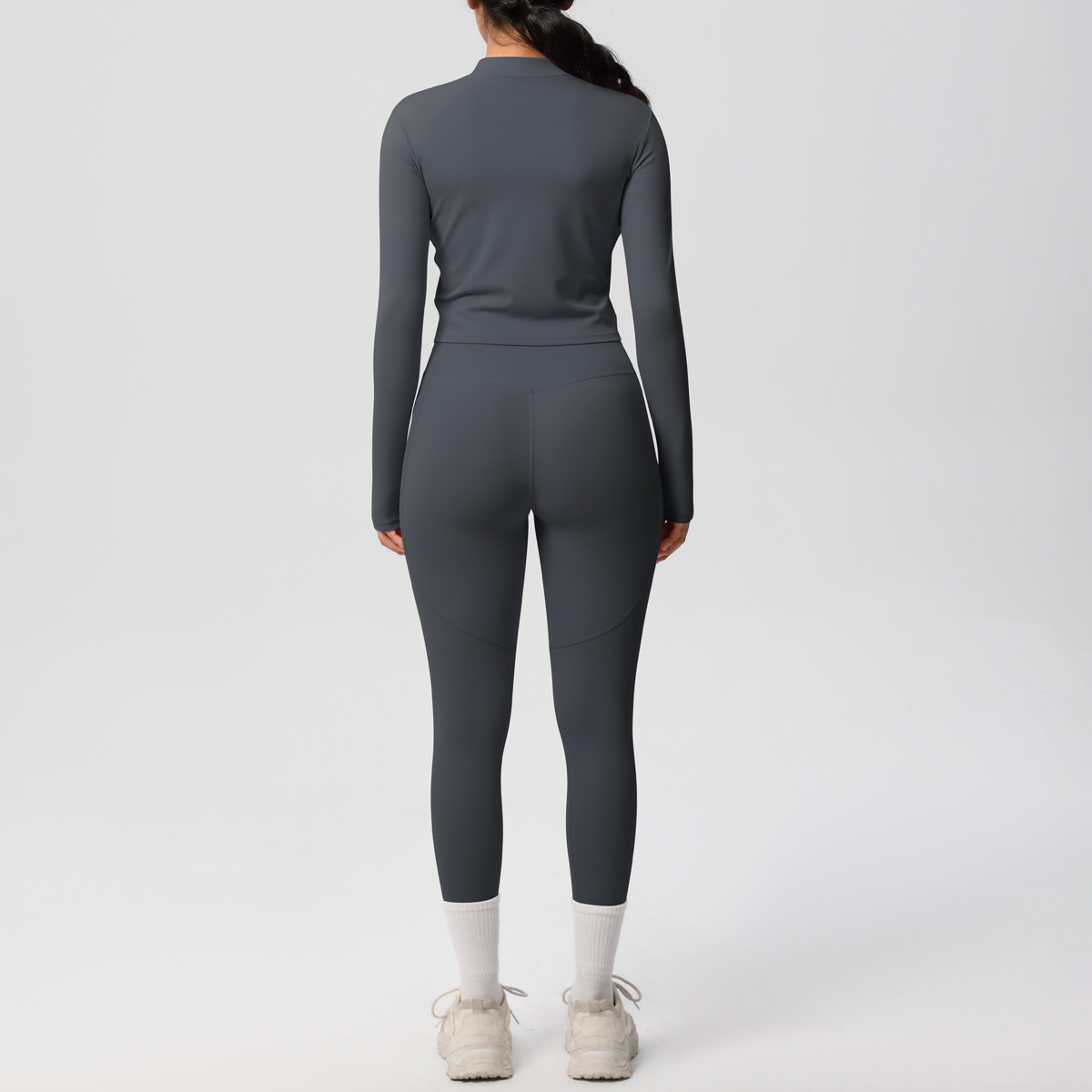 Sport Style Solid Color Nylon Spandex Zip Collar Tracksuit Coat Sweatpants display picture 40