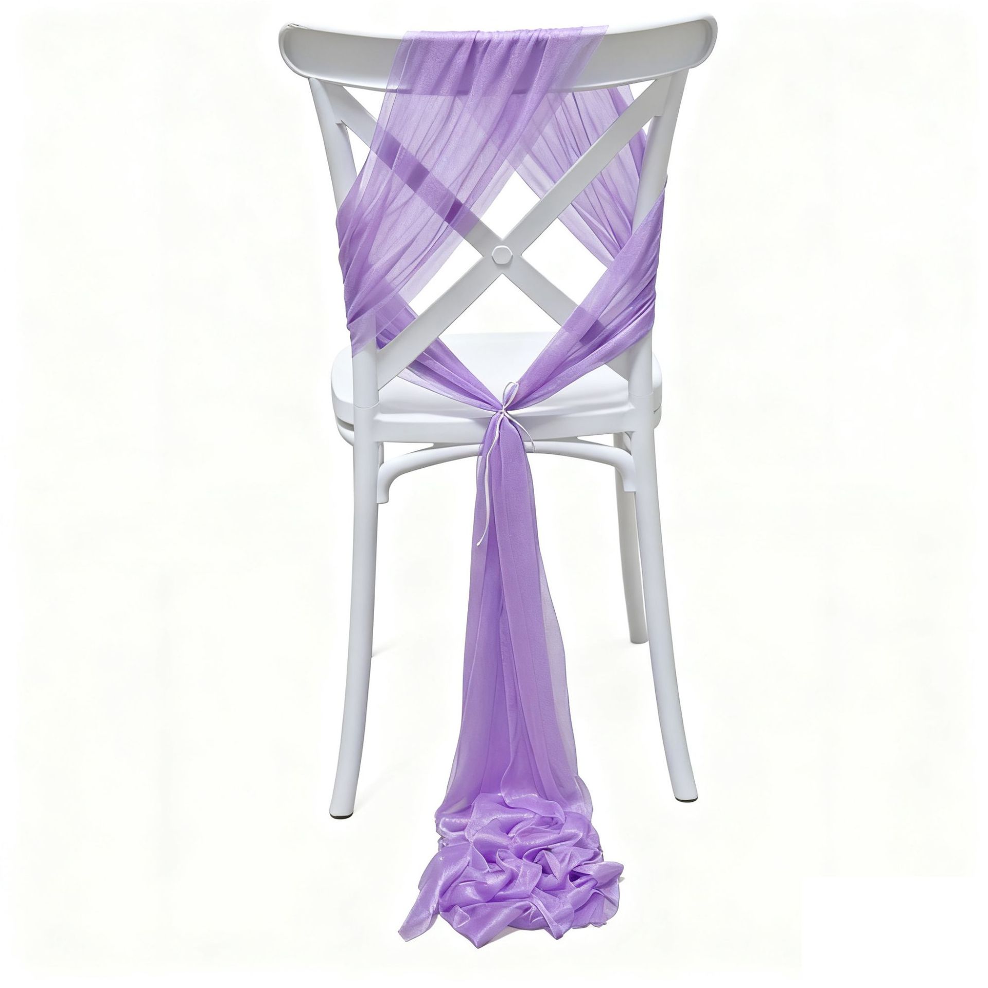 Sillas de belleza de tela cortina decoración de bodas de hotel cubierta de sillas de seda de bodas de chiffon correa