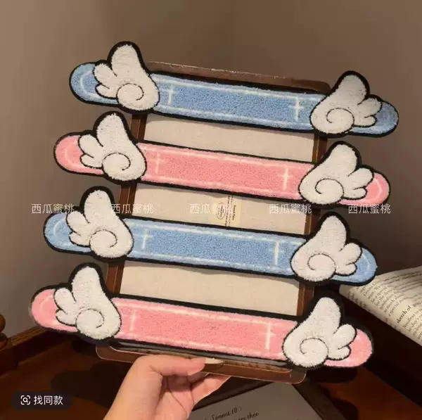 Cute angel wing hair stickers, plush cartoon bangs stickers, for fixing stray hairs, magic tape side hair accessories for girls