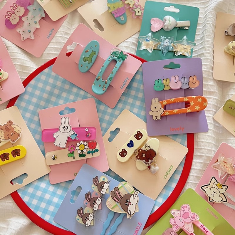 Oso de conejo de dibujos animados lindo horquilla clip lateral flequillo lateral clip frente horquilla rota pequeño clip tocado clip de pico de pato