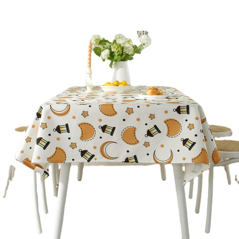 Tovaglia da tè impermeabile in poliestere con stampa di stelle e luna musulmane mediorientali, spedizione transfrontaliera, dropshipping_voghion.com