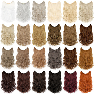 Fish line hair curtain long curly hair seamless hair extension wig European and American Foreign trade fashion wig female factory in stock wholesale