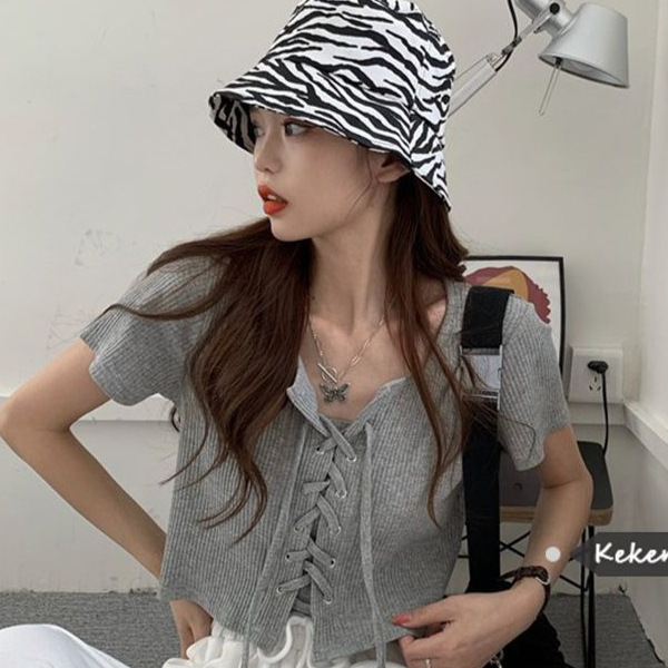 Trendy French-Style Square-Neck Short-Sleeve T-Shirt for Women, Plus-Size, Slim-Fit, Versatile, Cropped Top for Summer