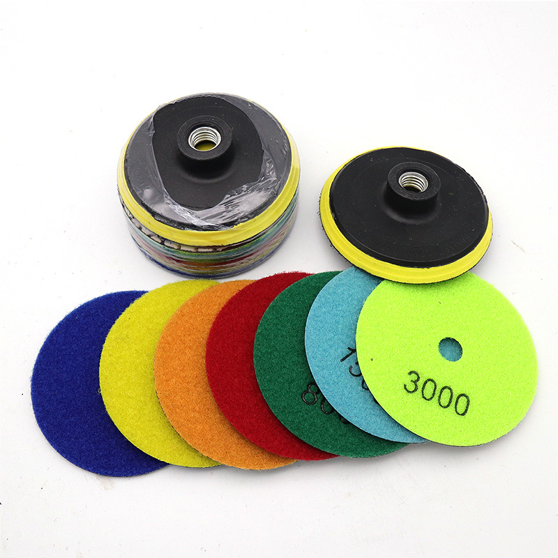 7+1新款金刚石干磨片套装石材大理石石英石抛光片4寸3寸软磨片