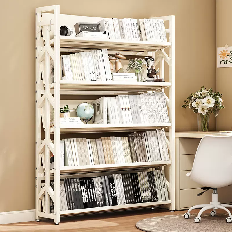 家用落地书架钢制置物架客厅书柜多层儿童收纳架靠墙铁艺储物架子