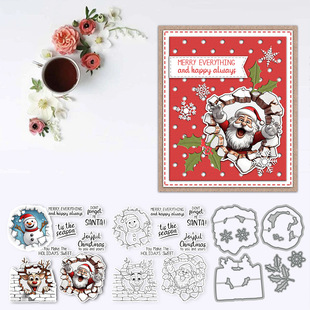 Handmade Paper Art Creative Handbook Decorative Silicone Seal Embossing Knife Mold Santa Claus Breaking Wall Out of Cross-border Hair