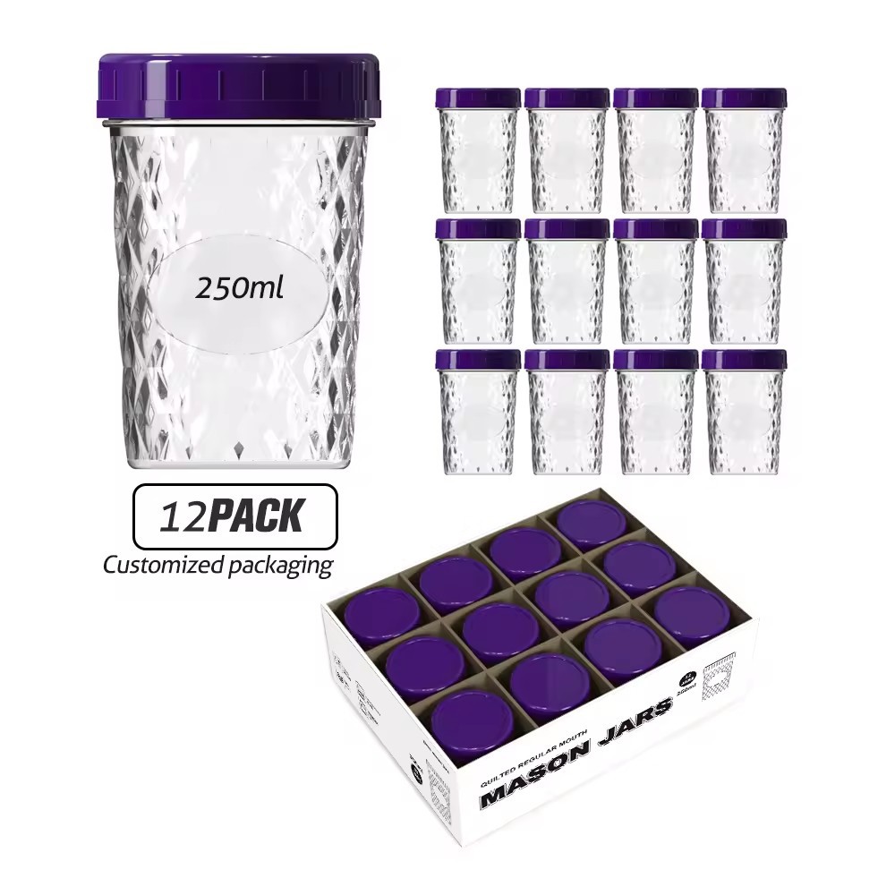 mason jar250ml glass with lid food pickle jam honey jar酱菜