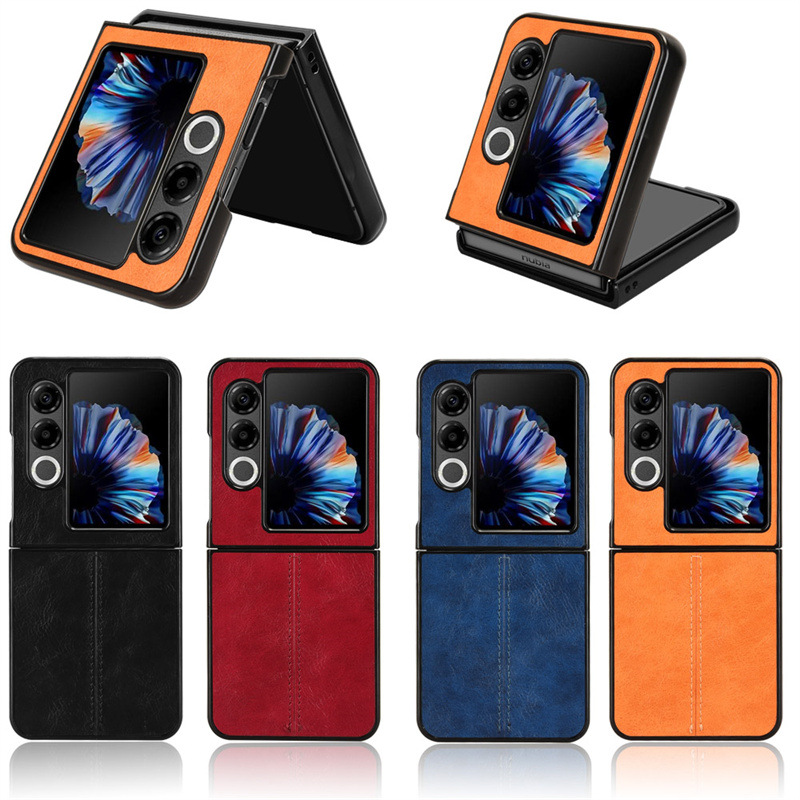 适用努比亚ZTE Nubia Flip2 A404ZT手机壳车线牛纹全包边贴皮壳