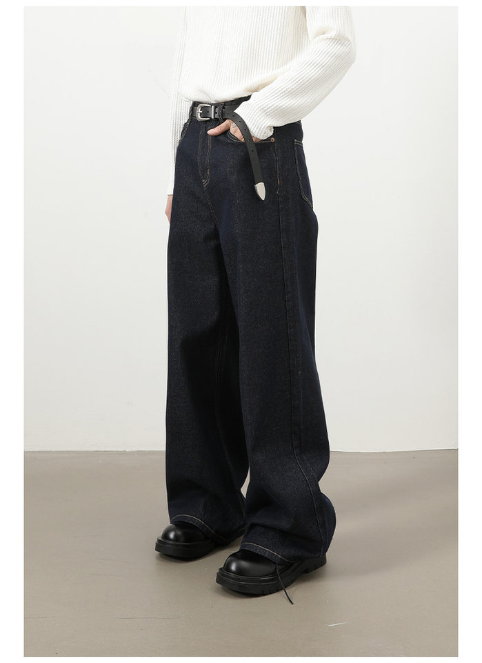 Quần jean nam ống rộng dáng suông màu bò nguyên bản phong cách Mỹ — Denim đen, Ngụy trang màu mơ, màu xanh cổ điển, màu xanh denim chi tiết 15