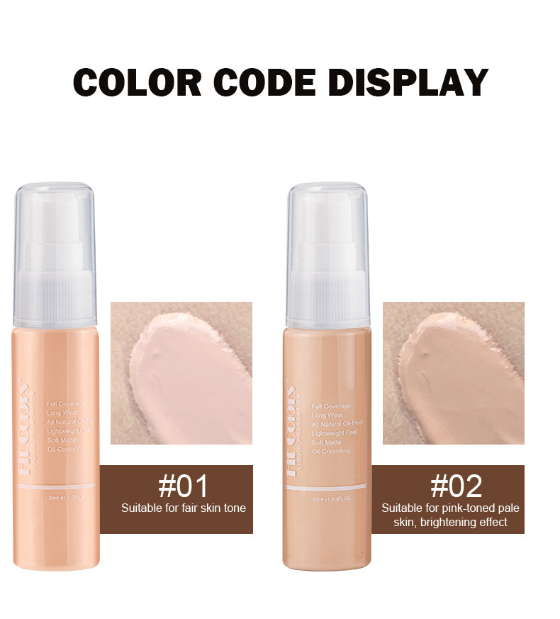 Fit Colors 8-color foundation is easy to push away, holding makeup, matte, concealer, face repairing, liquid foundation,_voghion.com