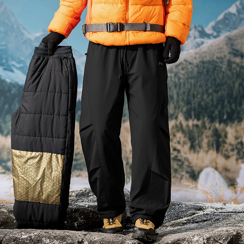 Pantalones casuales de grafeno pesado de invierno para hombre al aire libre pantalones de algodón de herramienta para hombre calentamiento tres pantalones de esquí para hombre