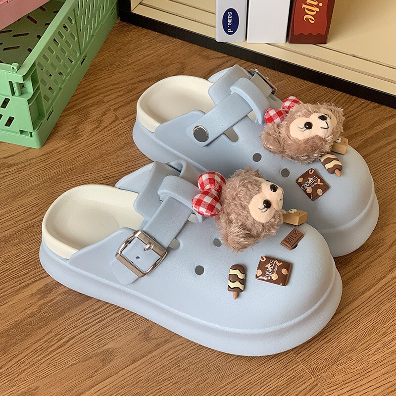 Removable Summer Eva Clogs, Non-Slip Casual Outer Wear, Creative Cartoon Student Baotou Slippers for Women