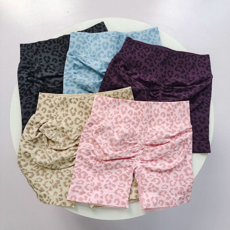 2026 New Product: Women's Leopard Print Butt-Lifting Sports Shorts, High-Waisted, Tummy Control, Breathable, Soft, Peach Butt, Quick-Dry