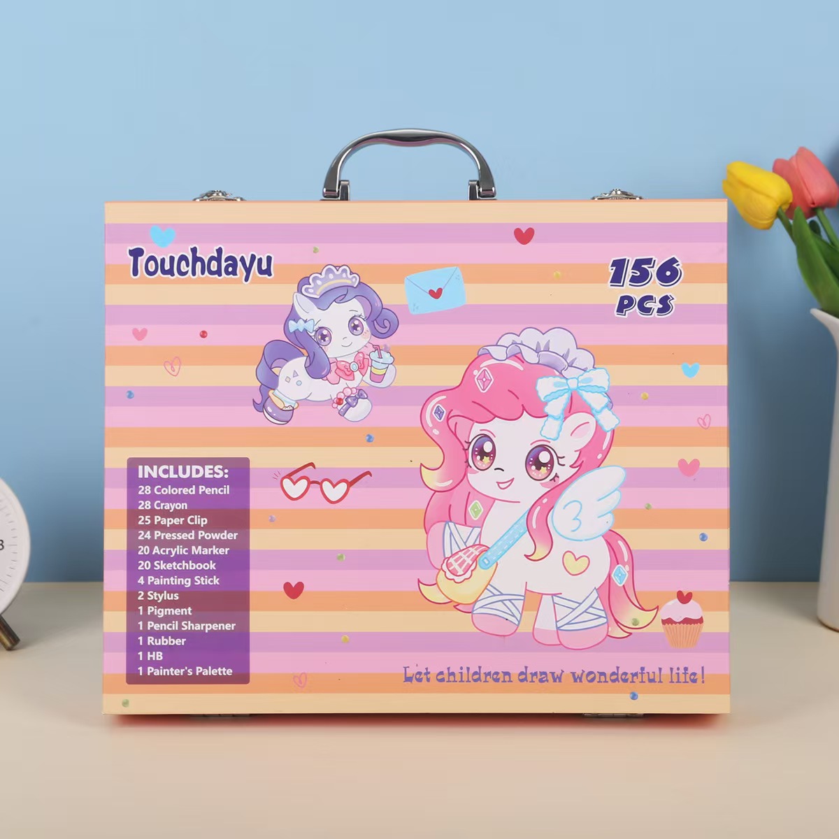 145 caja de aluminio de doble capa, bolígrafo de acuarela, juego para niños, herramienta de dibujo, caja de regalo de pintura, pintura de arte, juego completo de lujo