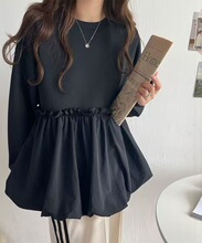 日系2025春秋新款下摆拼接宽松长袖套头卫衣  优质面料