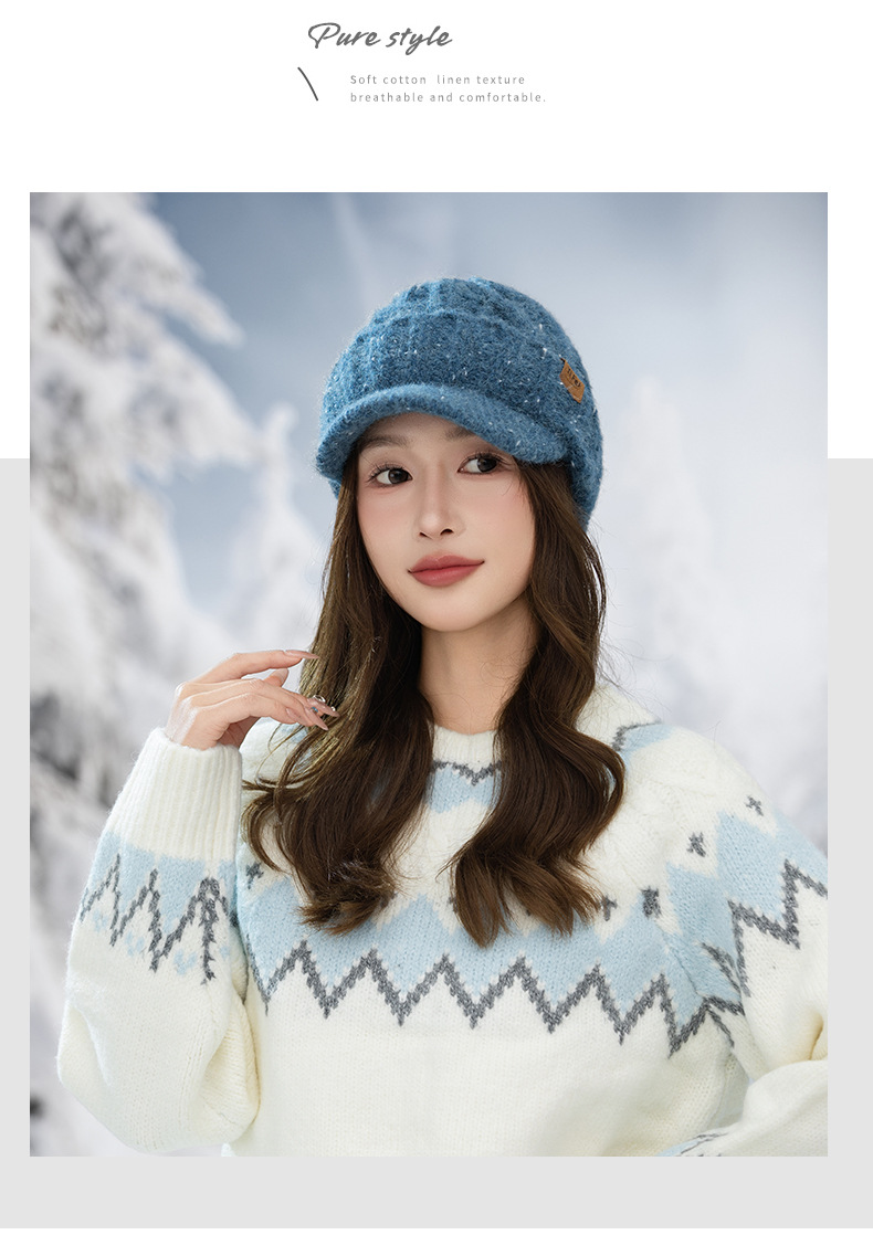 Warm Men's Sequin Duckbill Cap With Ear Protection For Winter_voghion.com