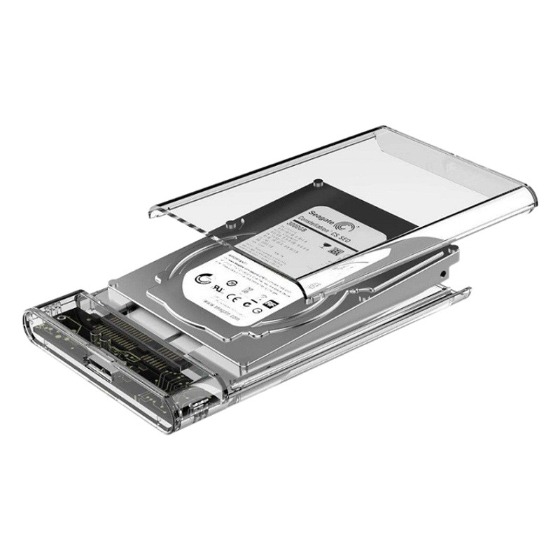 2,5 pulgadas transparente USB3.0 caja de disco duro Tipo-c cubierta deslizante carcasa de plástico mecánica de Estado Sólido caja de disco duro móvil