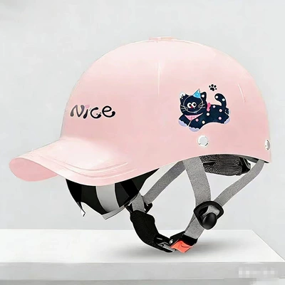 Helmet, National Standard High-End Half – Motosiklet kaskı (dəbilqə) - new-national-standard-class-a-3c-pink-kitten-built-in-sunglasses