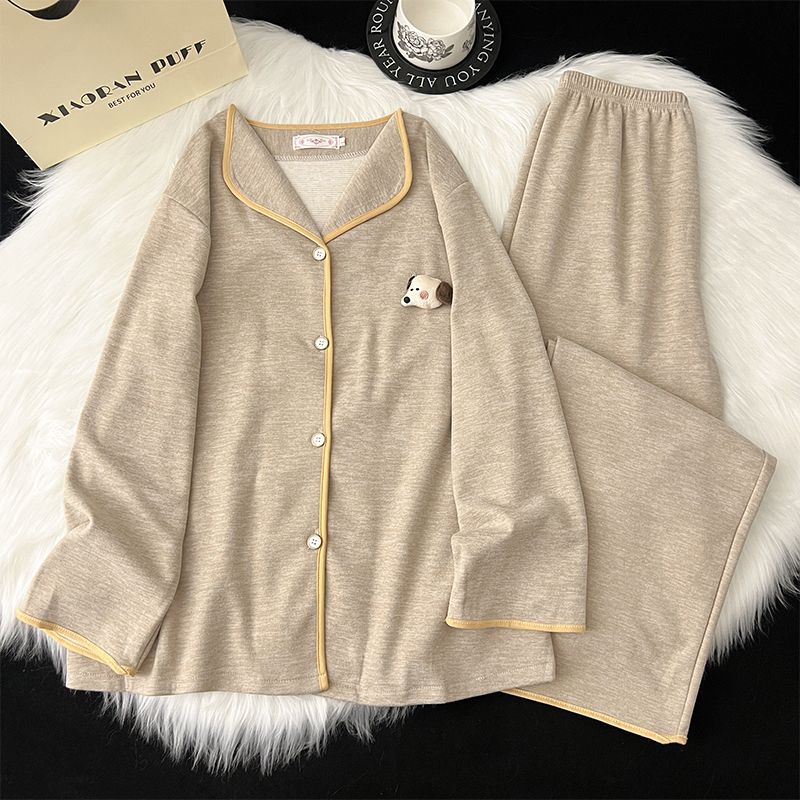 Pijamas de ternudo de mujeres otoño y invierno nuevos pantalones de mangas largas lindos perros de alta calidad red simple ropa para el hogar perezosa