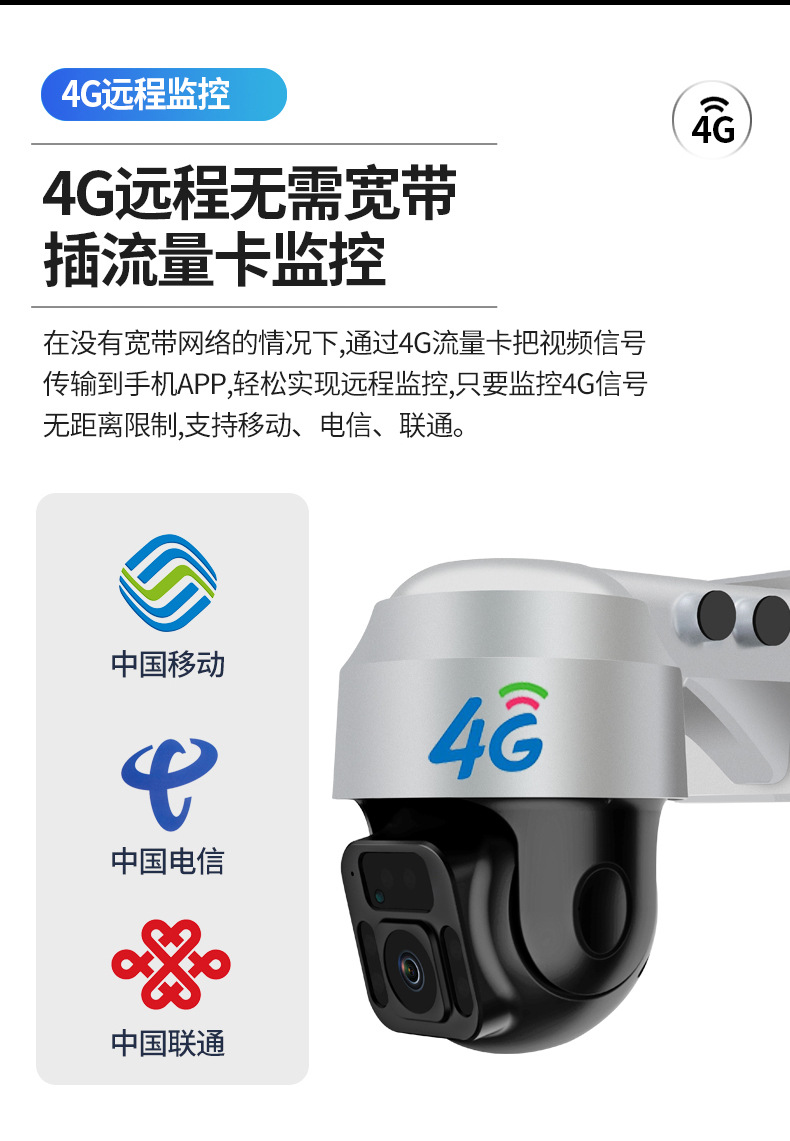 4G太阳能无线监控摄像头360度全景室外防水wifi高清监控器户外机详情15