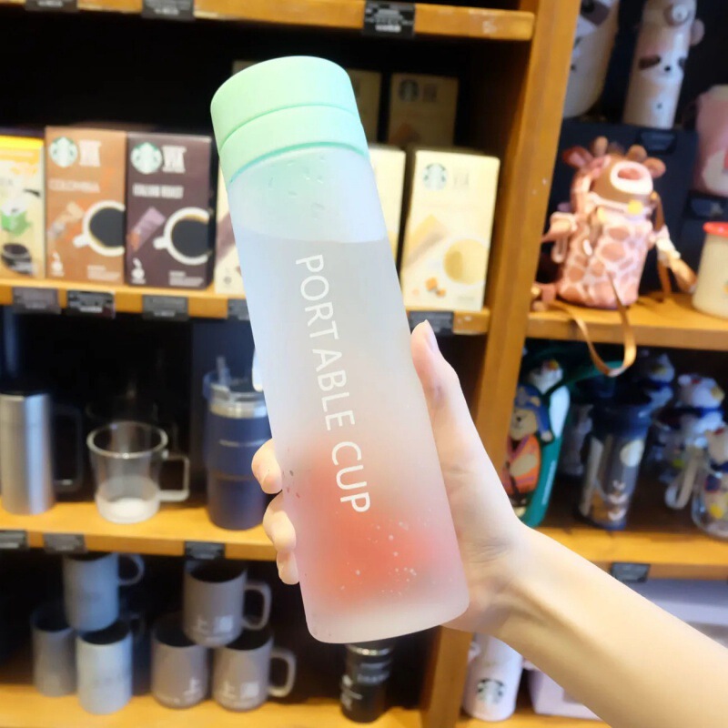 Water cup plastic cup wholesale sports water bottle frosted double lid high color value large capacity men and women net red water cup students Water cup plastic cup wholesale sports water bottle frosted double lid high color value large capacity men and women net red water cup students