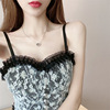 Autumn lace T-shirt sleevless, tank top, bra top, 2021 collection, Korean style, floral print