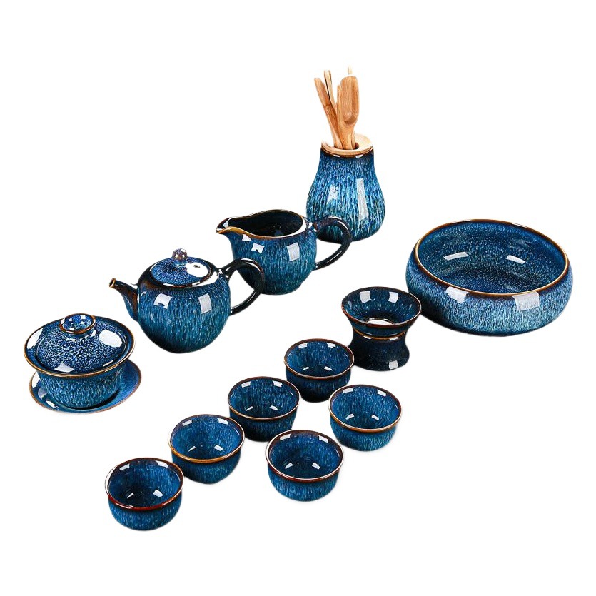 Tianmu jianzhan horno juego de té juego de Casa conjunto Jun horno cepillado Kung Fu juego de té simple tetera taza de té regalo