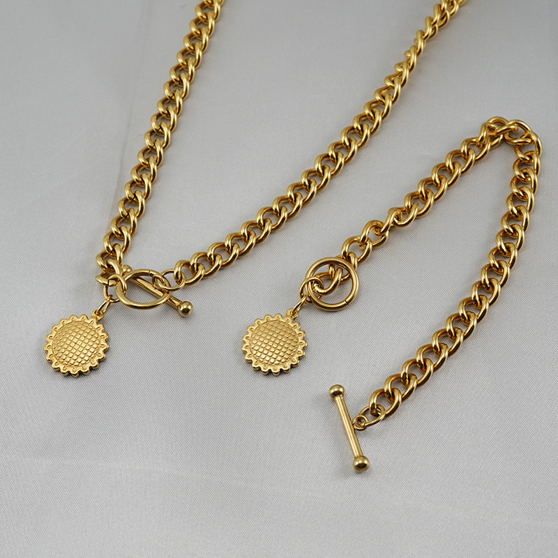 Fashion Sunflower Stainless Steel Bracelets Necklace