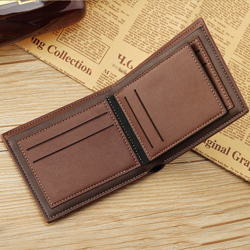 New Men's Wallet Korean Style Short Wallet Leather Money Clip Fashion Flexible Leather Money Clip Directly from Factory Supply in USD