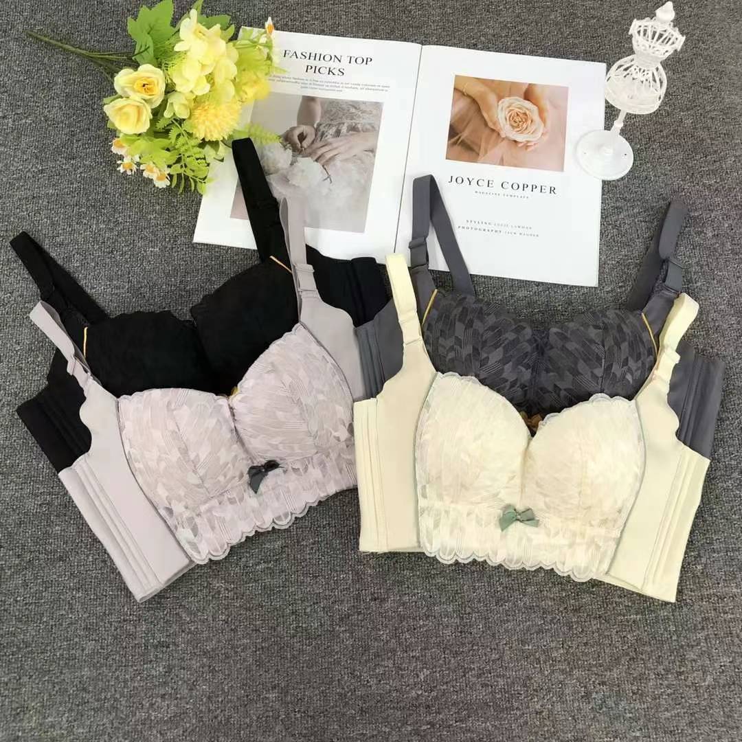 Nuevo sujetador de alta calidad de moda de encaje jacquard transpirable y cómodo ajuste lateral de pecho de botón múltiple ropa interior mujer image 1