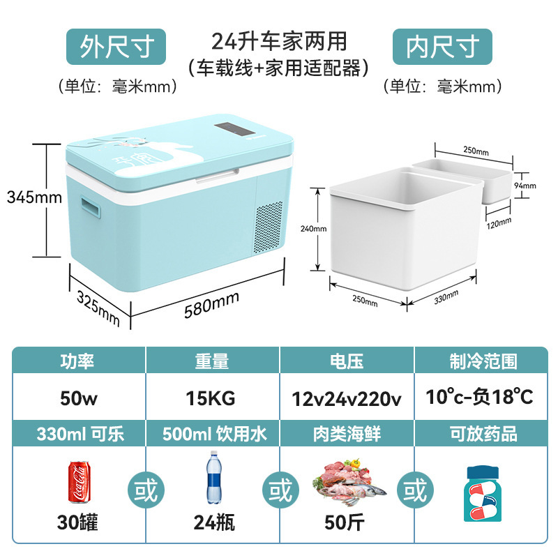 冰记2025新款车载冰箱车家两用12v24v220v压缩机制冷户外小型冰箱|undefined