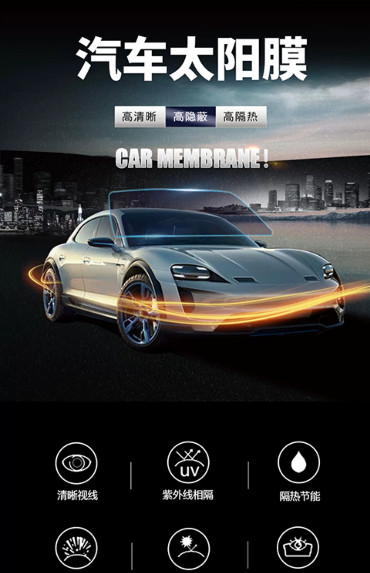 Car Film, No-Cut Explosion-Proof Film, Uv Sunscreen, Sun Protection Film, Cut-Out Car Window Film, Glass Insulation Film