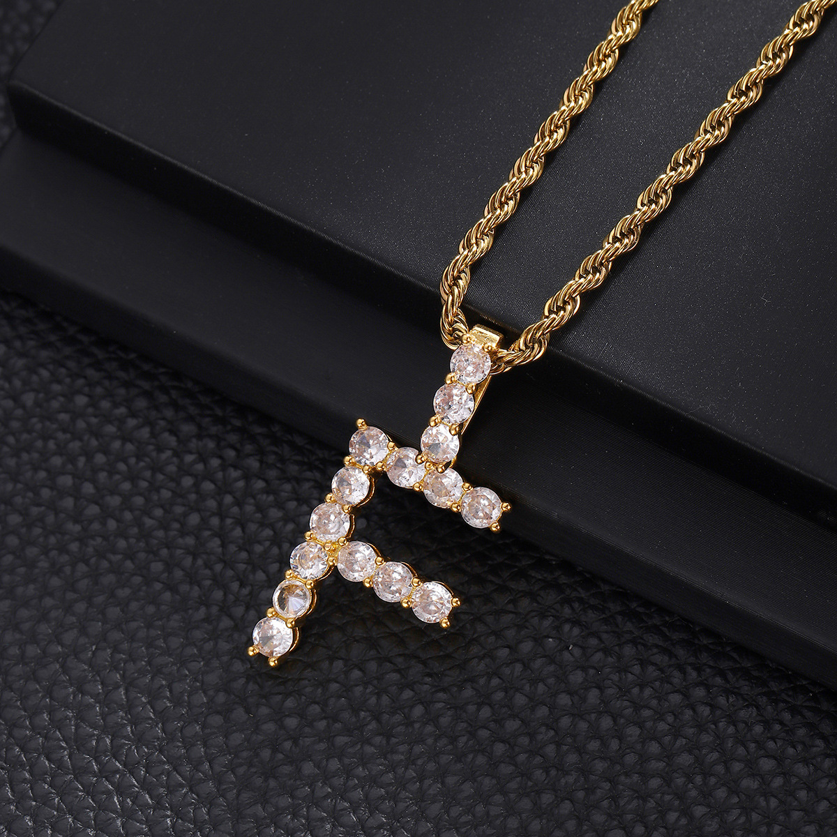 Moda cross-border rock hip-hop punk zircon cursiva colgante al por mayor personalidad de joyería de alta humedad