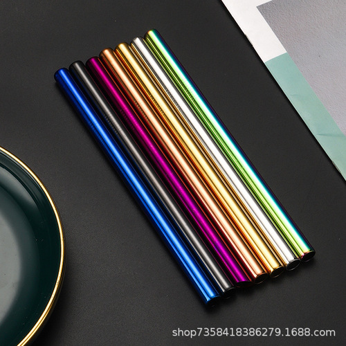 Stainless steel 304 food-grade straws, colored metal straws, creative beverage milk tea straws, straight straws, curved straws